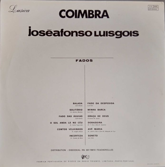 José Afonso / Luis Góis	- - - - -		Coimbra	- - - - -	LP