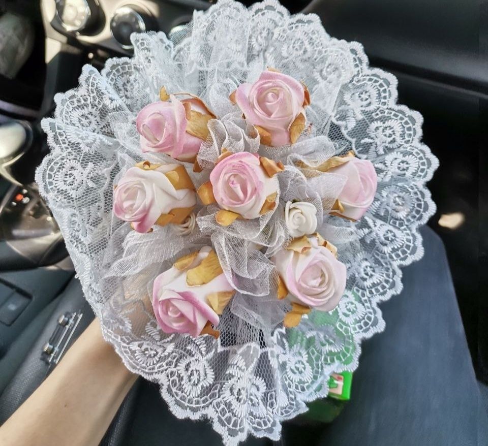 Свадебный букет дублер невесты с розами айвори НБ-0102