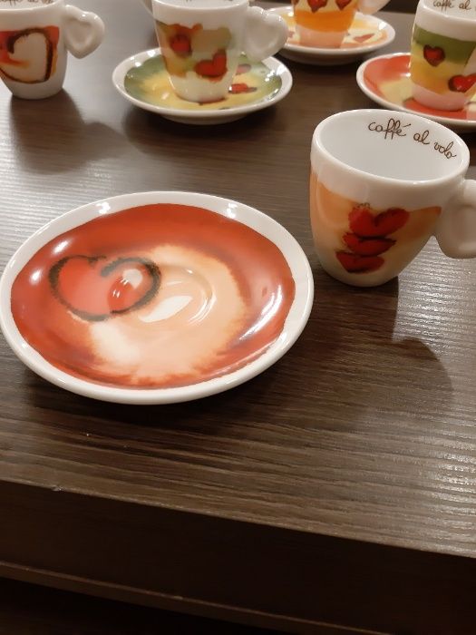 komplet filiżanek do kawy espresso 6 szt. + cukiernica