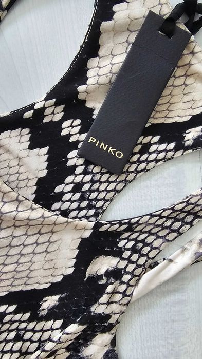 PINKO bluzka wąż i koronki roz L