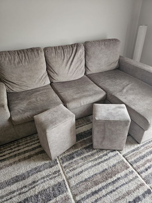 Sofa 2 lugares +chaise long com arrumação