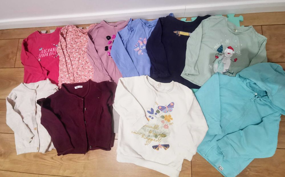 Paka 110-116 dziewczynka. 43szt. lato/zima szlafrok kurtka