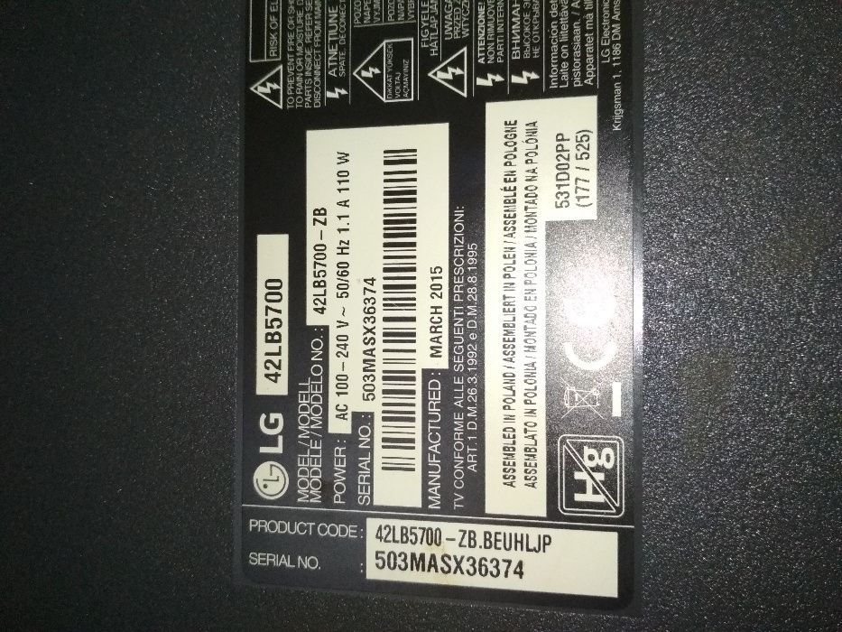 42LB5700 TV LG para peças