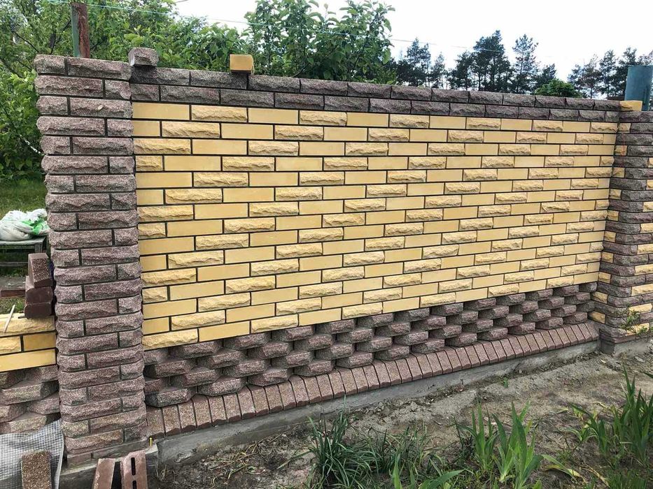 Пустотіла цегла на паркан, для стовпів паркану ТМ Євроцегла