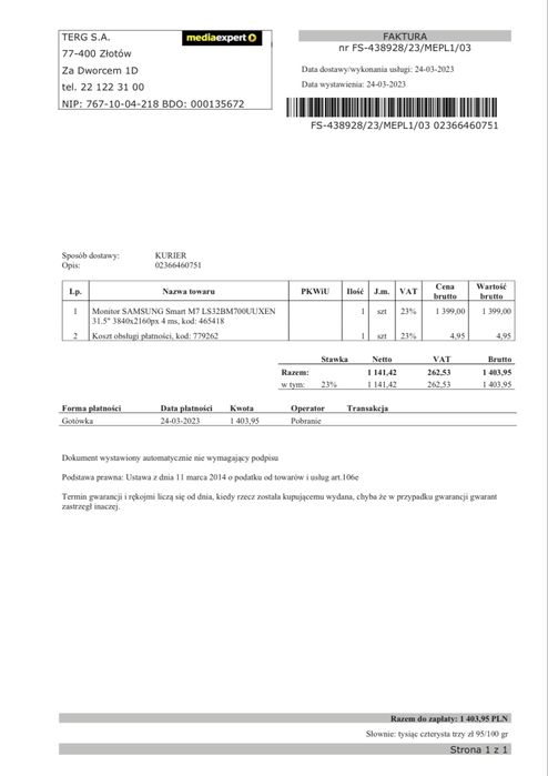 Monitor SAMSUNG Smart M7 32” 4K UHD idealny stan