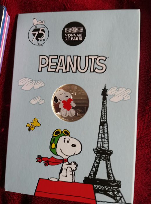 Moeda colorida prata 333° Snoppy - proposta dia dos namorados