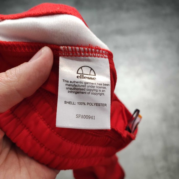 MĘSKIE Spodnie Dresy Śliskie Trening Ellesse Italy Lampas Czerwone