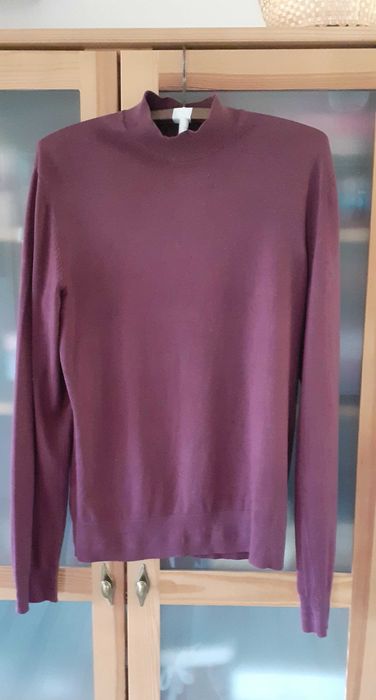 Męski sweter ze stójką L burgundowy