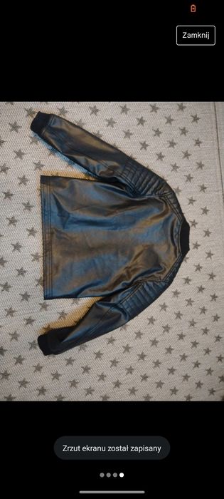 Kurtka ramoneska chłopięca ekoskóra 128 czarna kożuszek H&M