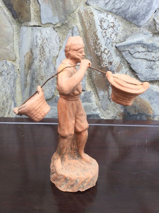 Escultura Portuguesa em terracota Séc XIX 17 cm Caldas Da Rainha