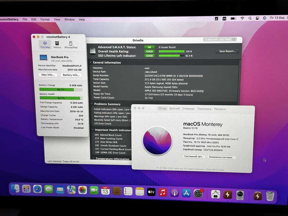 MacBook Pro 2015 15 дюймів, 256/16, i7 — гарний стан