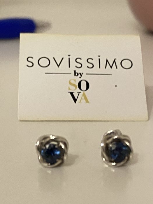 Пусети Sova, біле золото + сапфіри