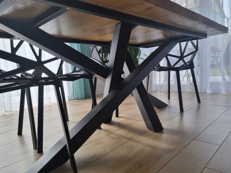 Piękny Duzy Dębowy blat Stol do Jadalni!Loft-198 x 100x 5cm