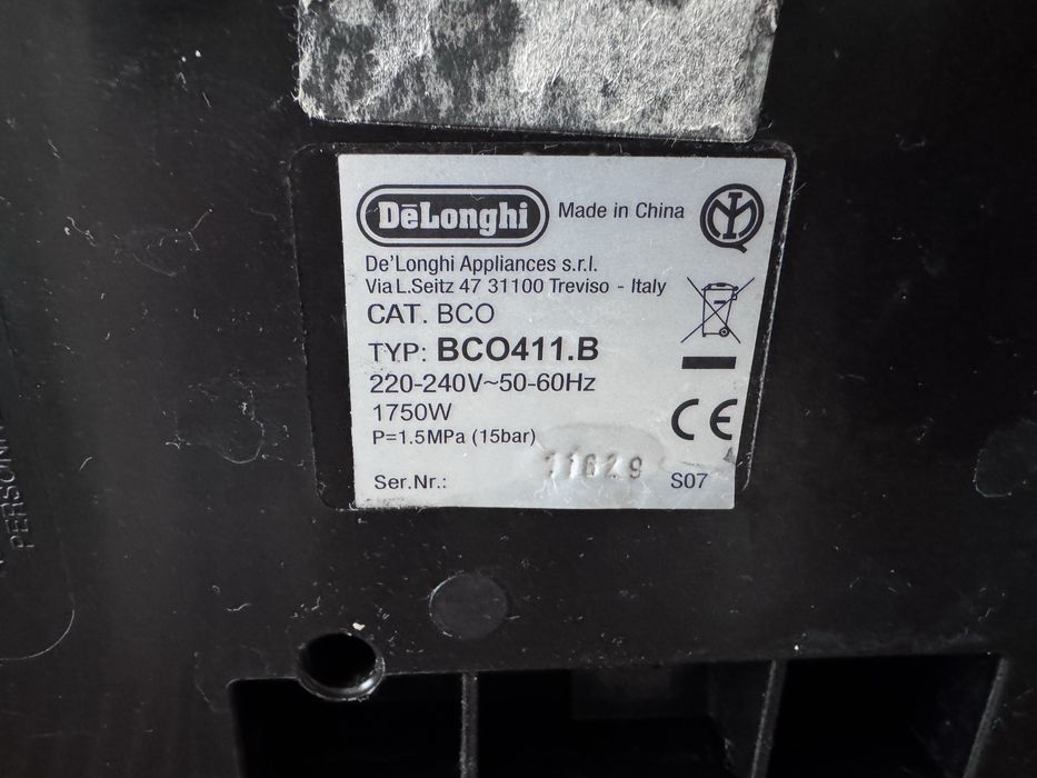 De’Longhi BCO411.B – espresso działa (przelewowy nie rusza)