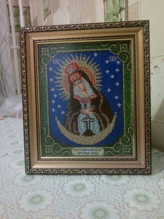 Икона Остробрамская вышитая бисером
