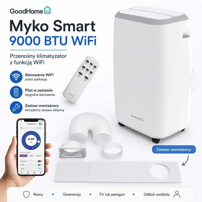 Klimatyzator przenośny GoodHome Myko Smart 9000 BTU WiFi - Ostatnia Sztuka!