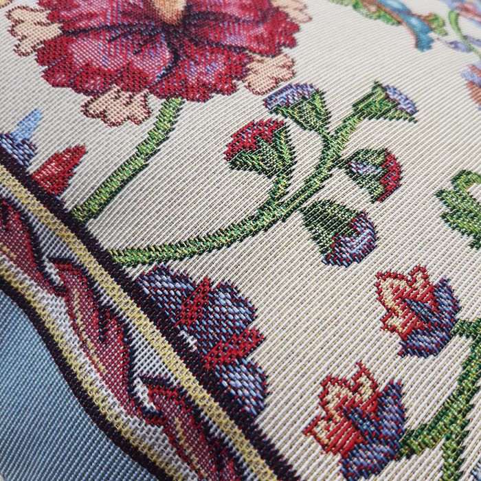 Poszewka gobelinowa ozdobna w kwiaty 45x45 cm 1057AZ Ethno Azure
