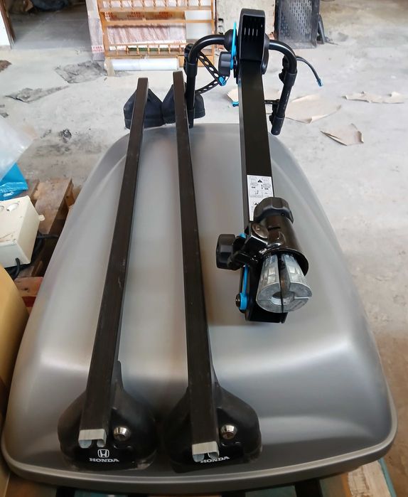 Mala Tejadilho 240L, Barras ORIGINAIS HONDA, Suporte PARA 2 BICICLETAS