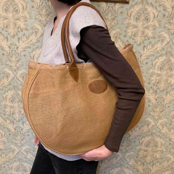 Цікава сумка з соломки і шкіри