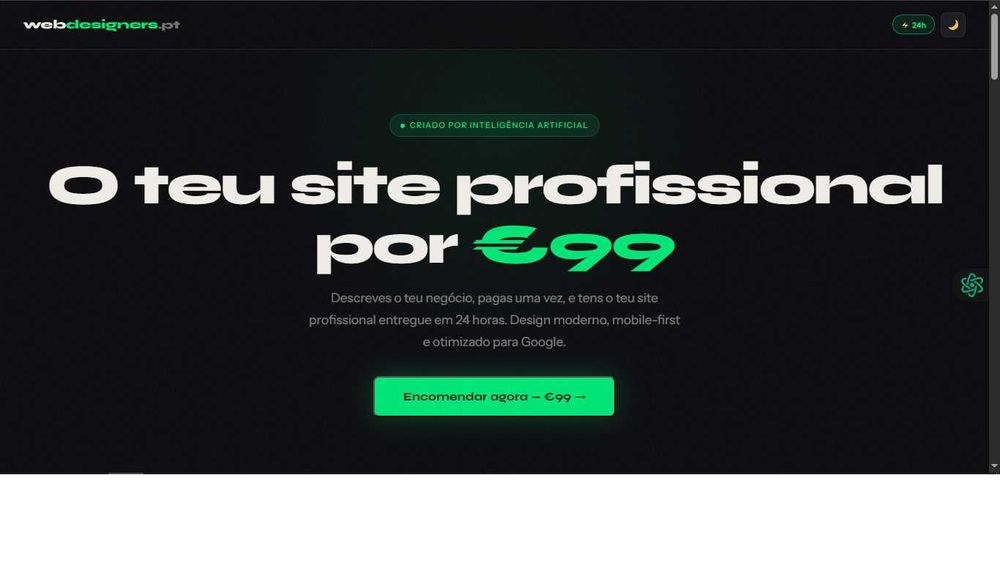 Site Profissional por €99 | Criado em 24 Horas + Alojamento Grátis