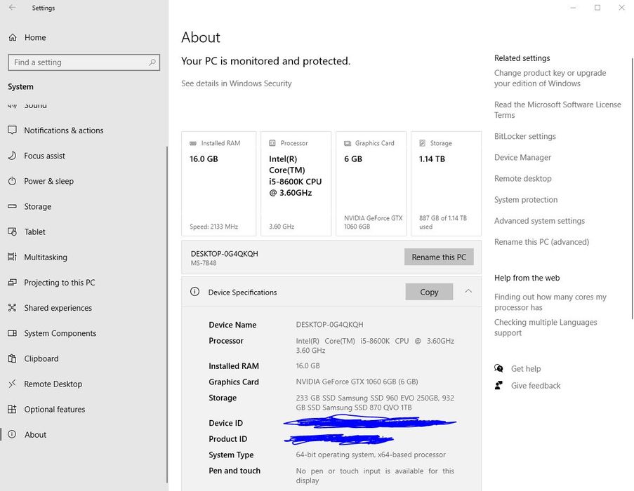 PC gamingowy i5‑8600K / GTX 1060 6GB / 16GB RAM/ 1T SDD