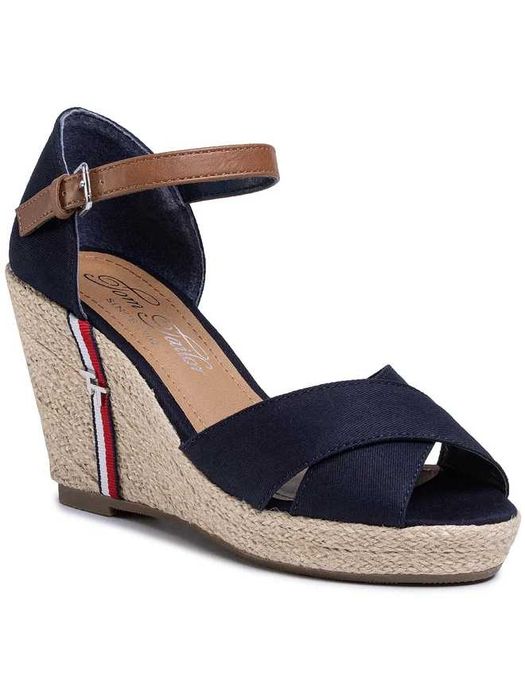 Sandały na koturnie espadryle granat Tommy Hilfiger 39 | NOWE