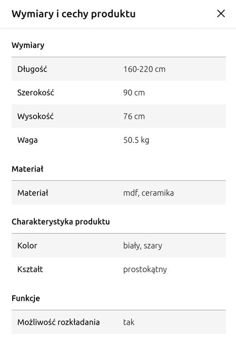 Solidny rozkładany stół