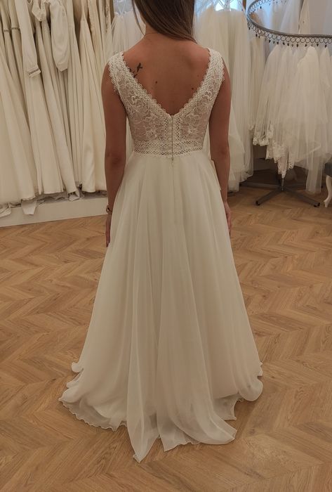 Suknia ślubna boho/rustykalna, koronka Mavi Agnes 20025