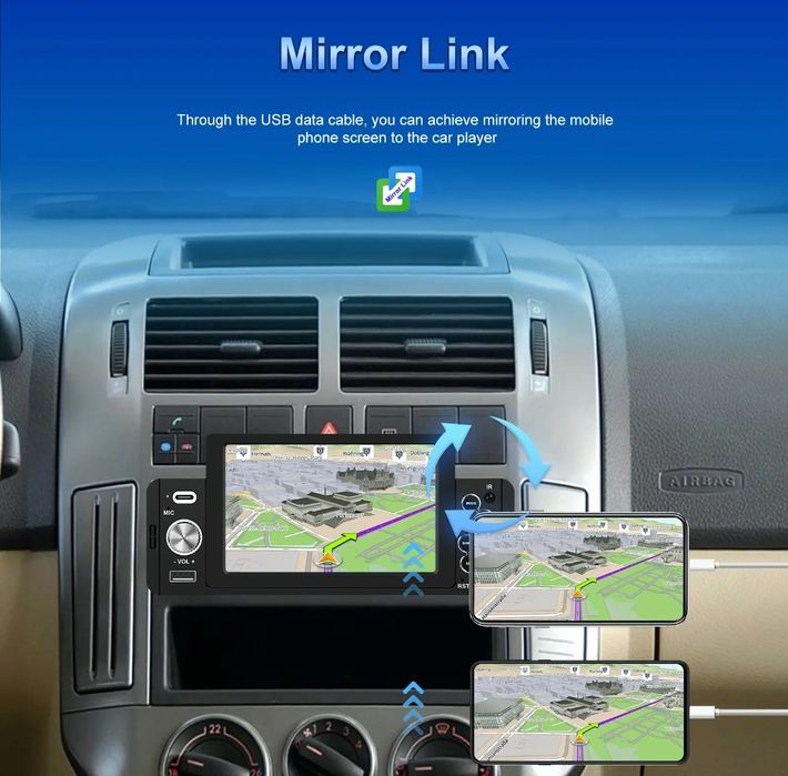 Rádio 1din com Visor 5 polegadas HD Bluetooth MirrorLink Equalizador