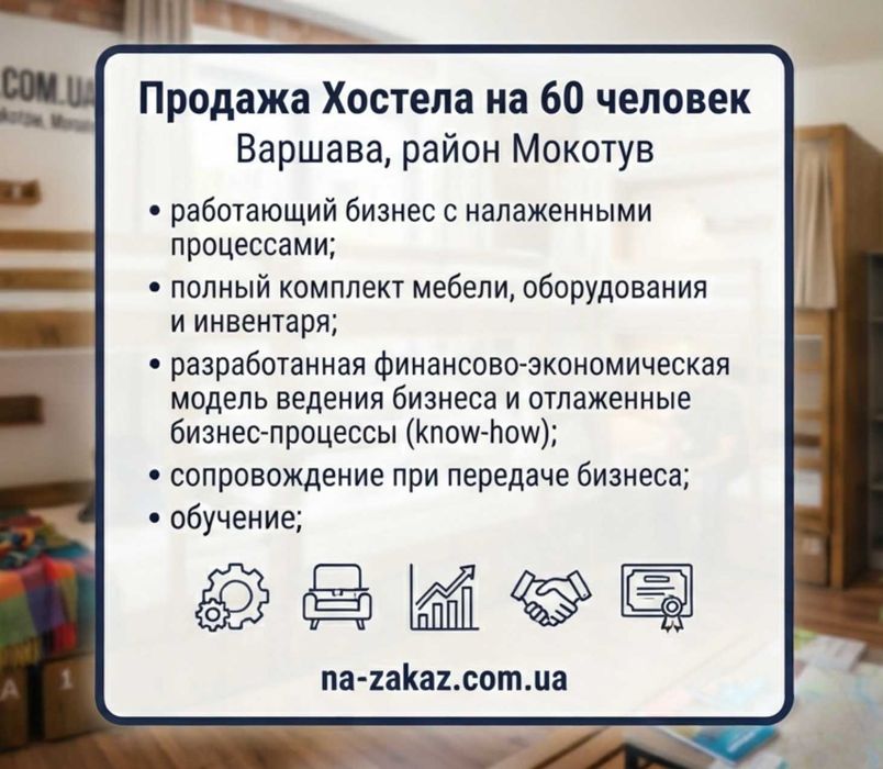 Продається діючий хостел на 61 місце - Варшава