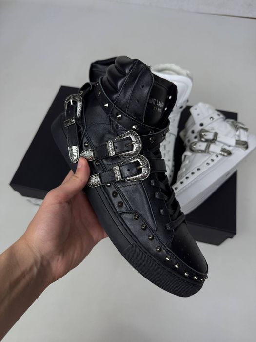 YSL Saint Laurent Paris кеди кросівки кроссовки чорні та білі shoes opium arhive leather 42 43 44
