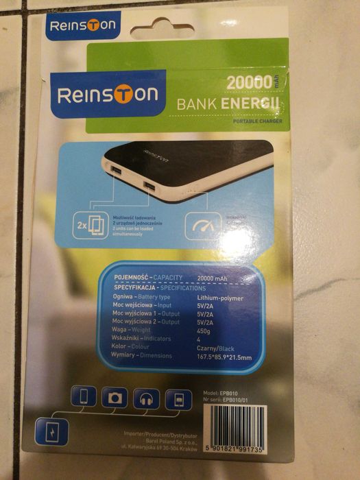 Powerbank 20000 mah. Nowy zafoliowany