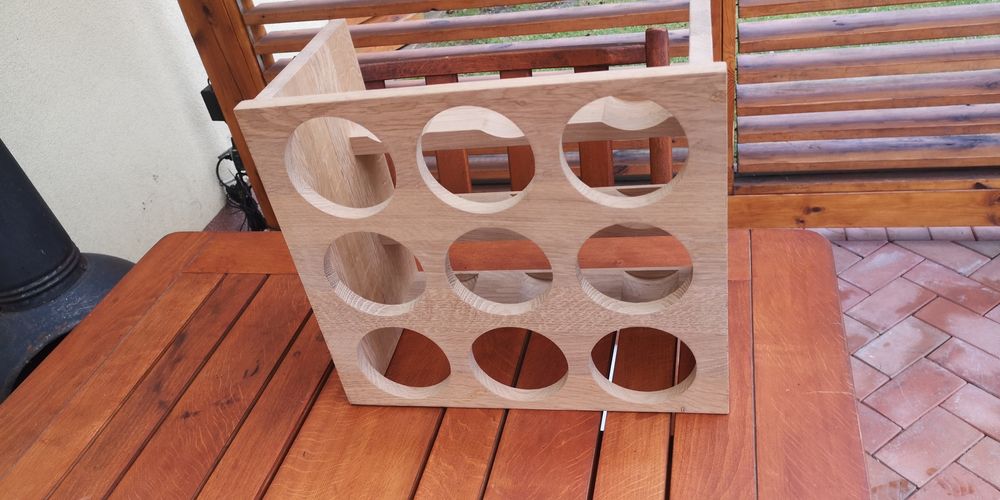 Stojak na wino dębowy