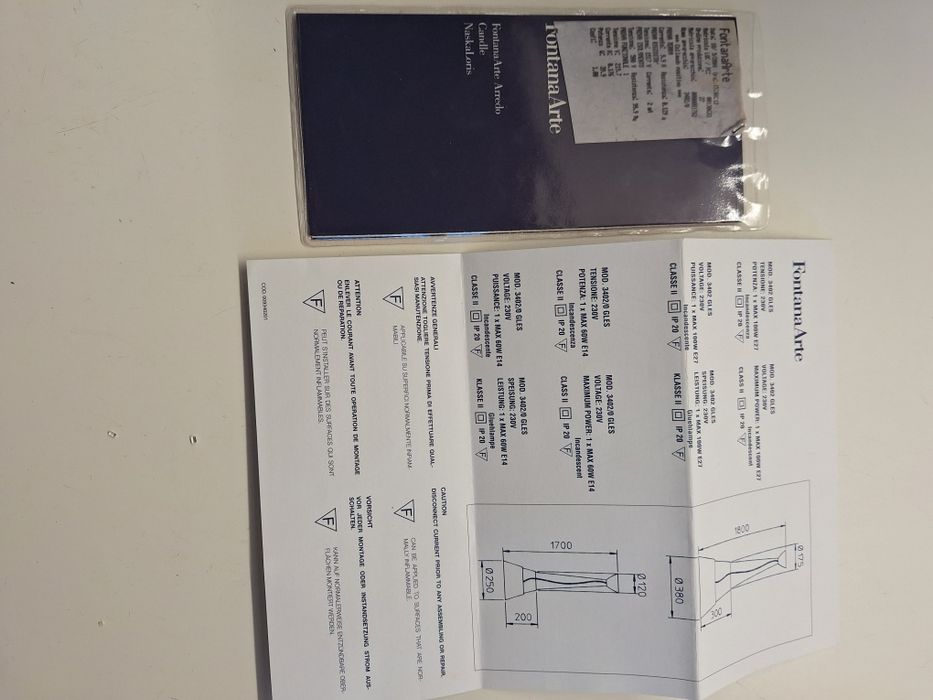 Candeeiro Fontana Arte modelo 3402 Gles