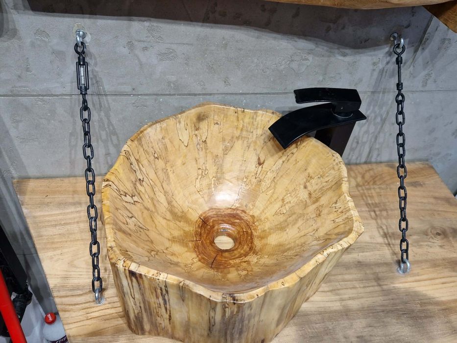 Nowa nablatowa umywalka łazienkowa handmade lite drewno