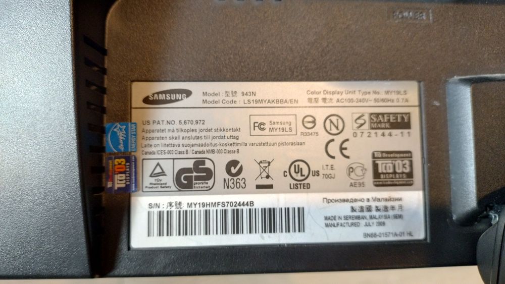 Monitor Samsung SyncMaster 943