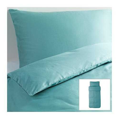 IKEA Gaspa Komplet pościeli 150x200 / 50x60 cm NOWA turkus satynowa pościel