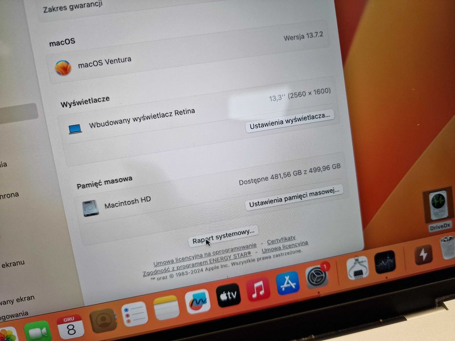 Macbook PRO 13 2017/ i7 2.50 GHZ/ 16GB/ 512GB/ czytaj uważnie opis