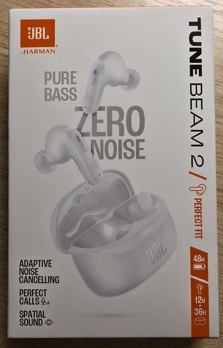 Słuchawki douszne JBL Tune Beam 2 ANC białe, bezprzewodowe - Nowe !!!