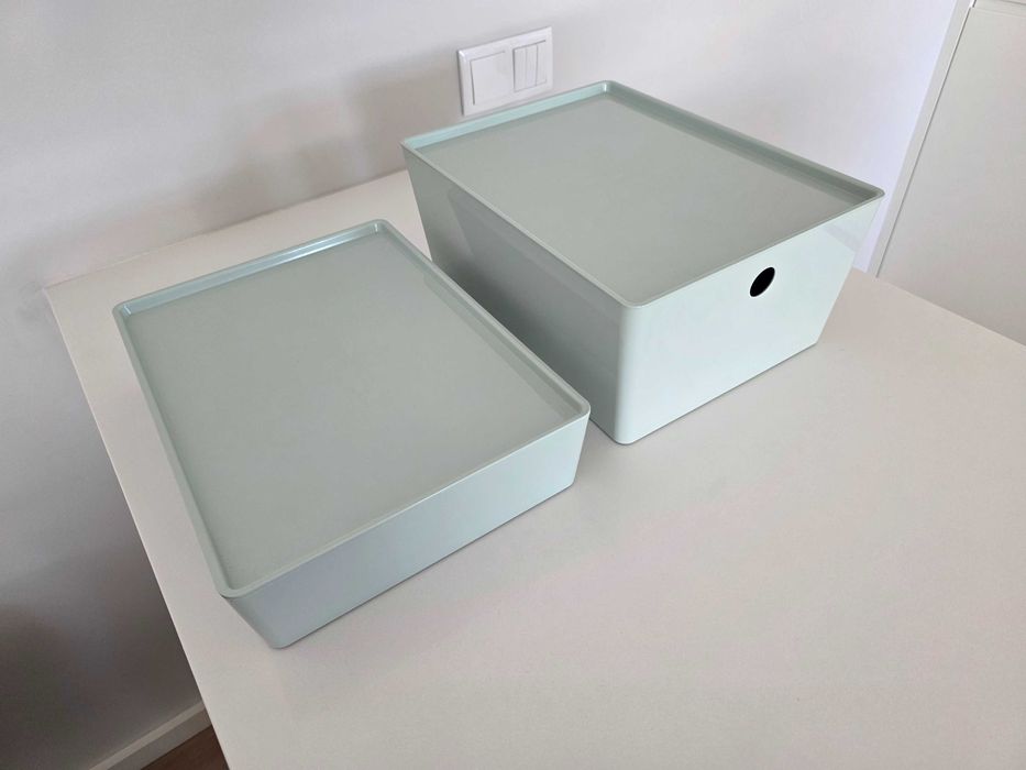 Caixas IKEA KUGGIS Verde Menta c/ Tampas - Excelente Estado