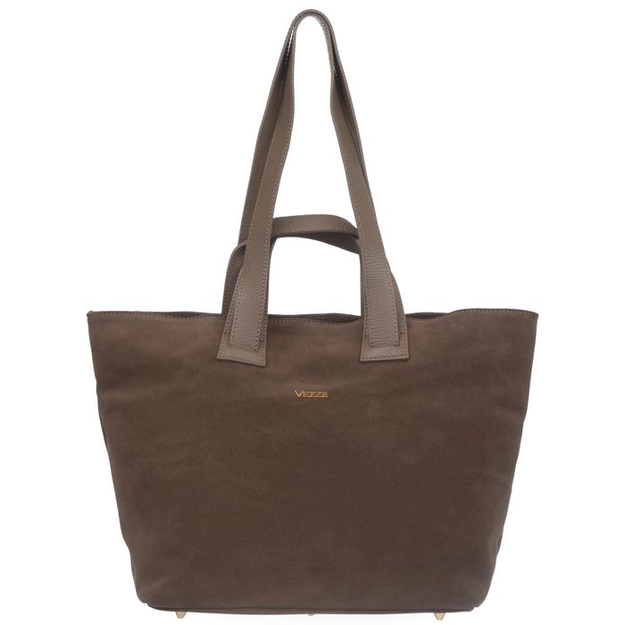 VEZZE torebka damska zamszowa shopper z długimi rączkami V498 c.taupe
