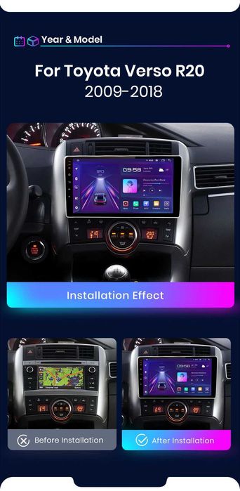 Rádio Android Junsun Toyota Verso 2009 a 2018 9 Polegadas CarPlay GPS 2/32GB NOVO