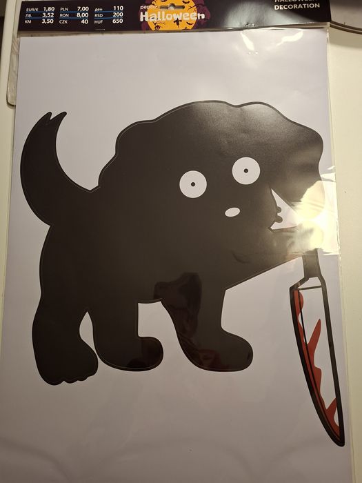 Duża naklejka dekoracja na Halloween piesek NOWA