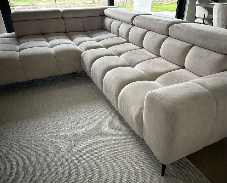 Narożnik Plaza L lewy Salvador 1 Cream + Pufa XL stan bardzo dobry