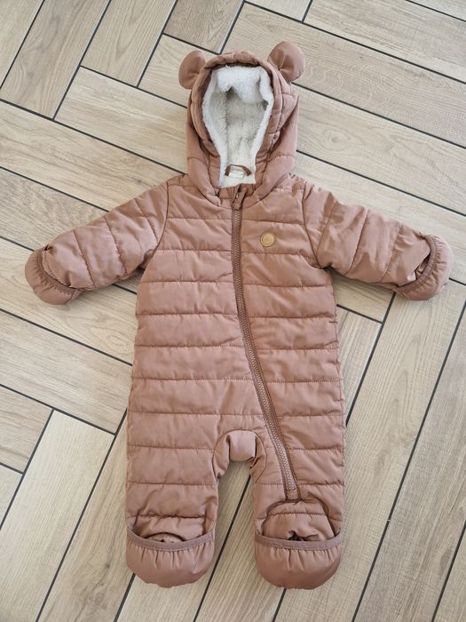 Kombinezon zimowy brązowy h&m 62 miś