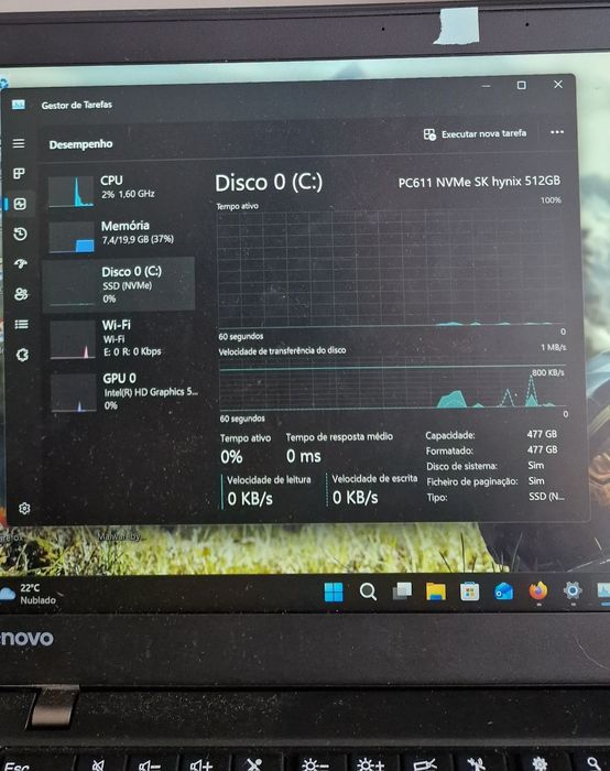 Lenovo T460S 14" | i7-6300 | 20GB Ram | 512GB SSD | TECLADO PT