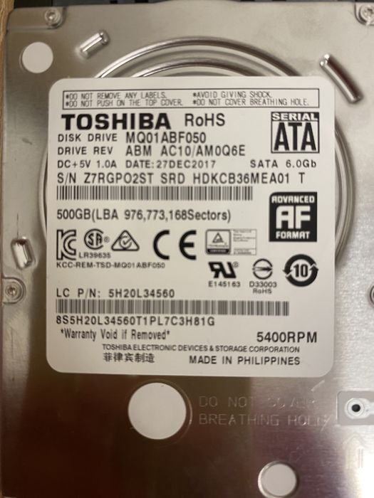 Жорсткий диск Toshiba на 500 GB