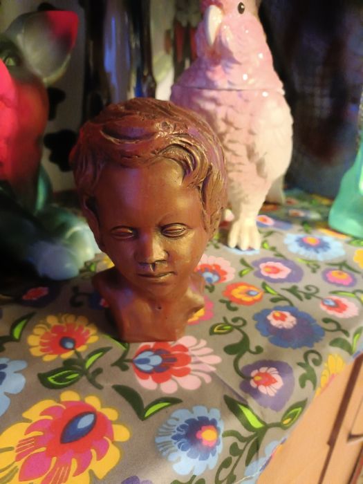 Rzeźba głowa kamień mineralny lata 60te