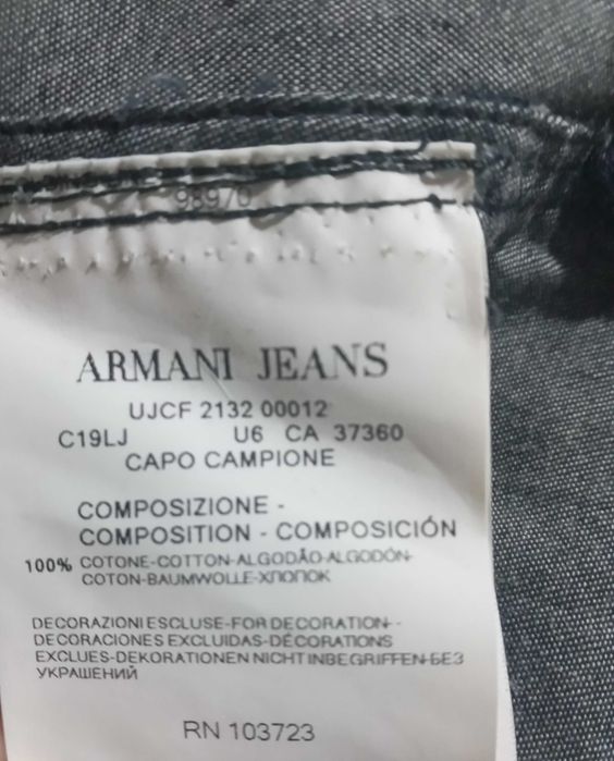 Мужская черная джинсовая рубашка Armani Jeans denim u6c19 LJ Новая