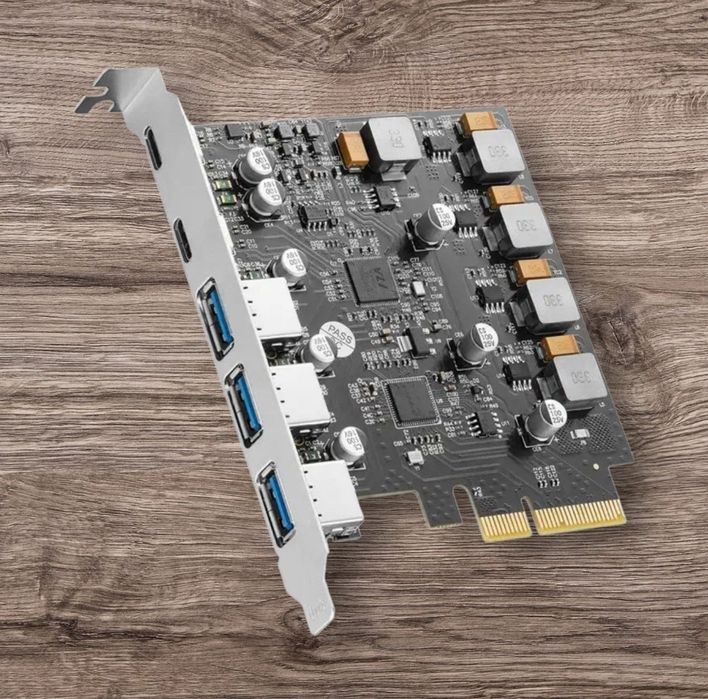 Karta PCIe do USB 3.2 Gen2 10G – 5 Portów (3×USB-A + 2×USB-C) z Zasila